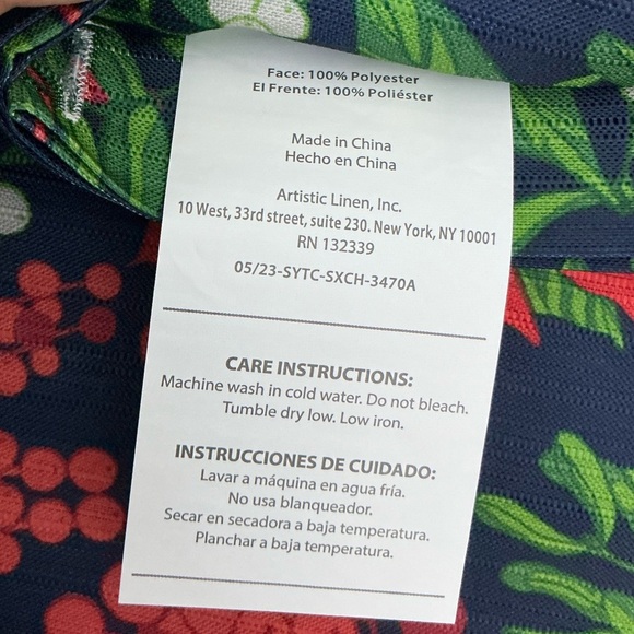 Christmas Shower Curtain Holiday Poinsettias Fabric Classic Navy Blue 70x72 In - Picture 4 of 16